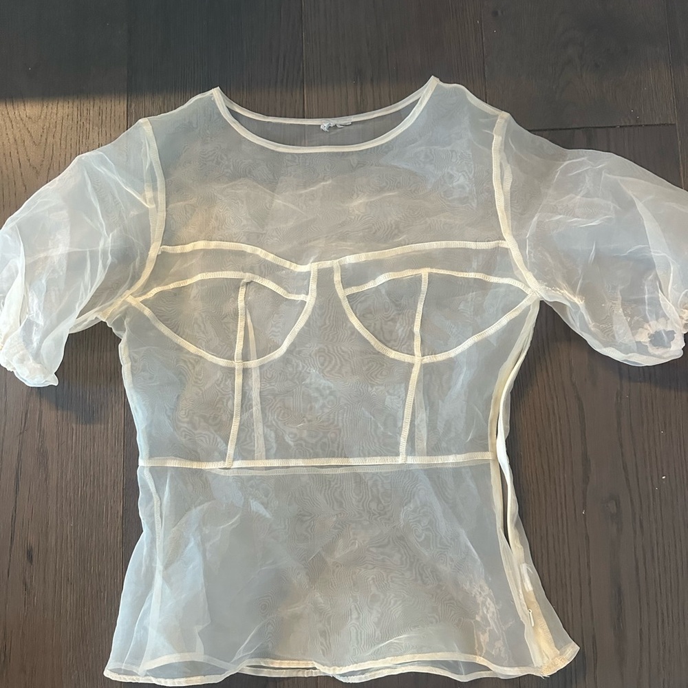 Sheer Outline Peplum Top